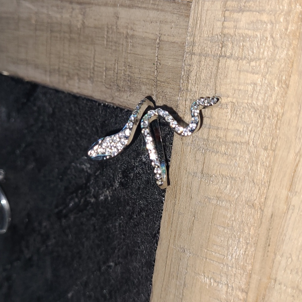 Rhinestone Snake Resizable Ring
